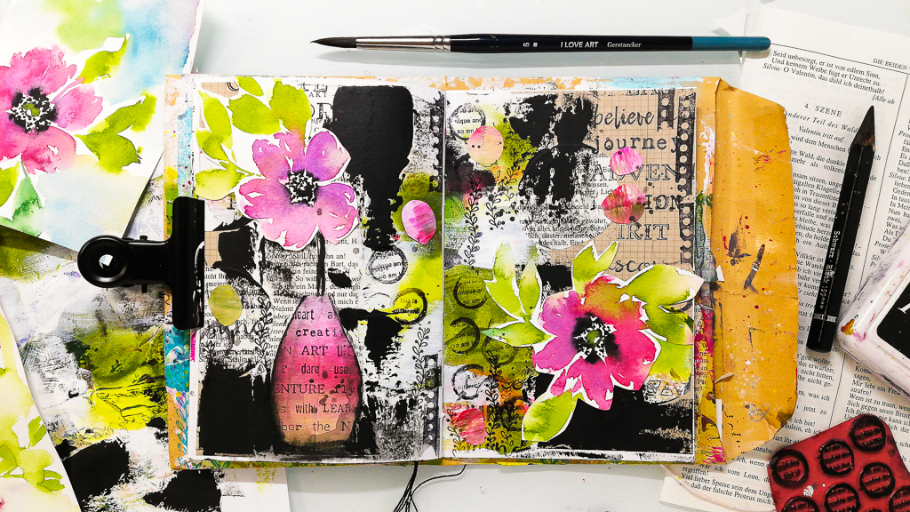 Mixed Media Art Journal Collage – Process Video – Susanne Rose Art